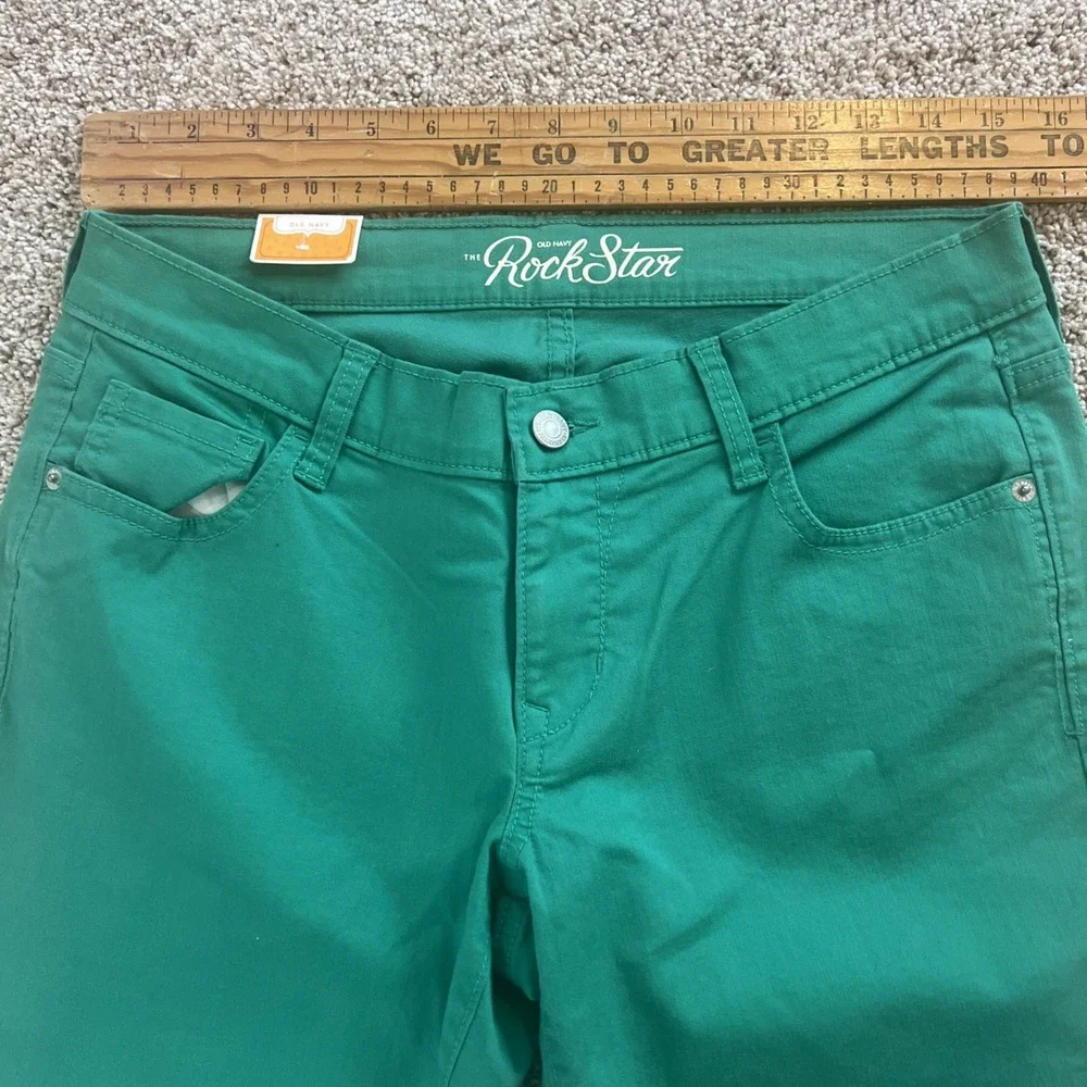Old Navy Rockstar 12 Youth Super Skinny Lower Rise Stretch Green Jeans‎ Girls